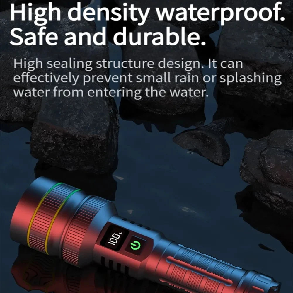 🔦 Ultra-Bright Tactical Flashlight – Long-Range Zoomable LED with Rechargeable Battery