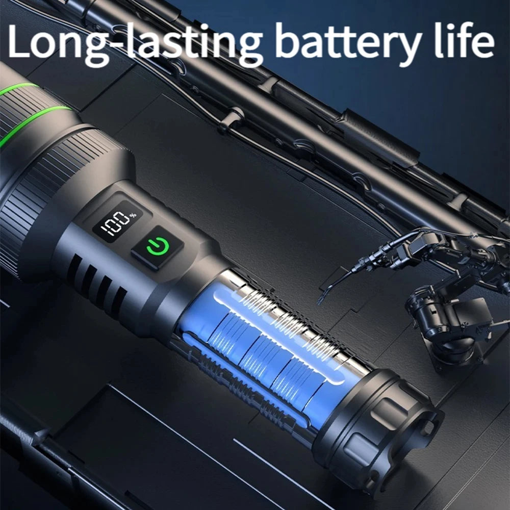 🔦 Ultra-Bright Tactical Flashlight – Long-Range Zoomable LED with Rechargeable Battery